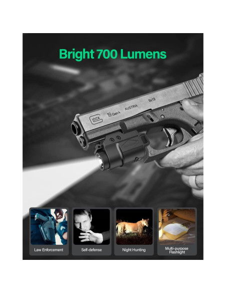 Linterna Compacta Gmconn 700 Lumen para Pistolas Picatinny