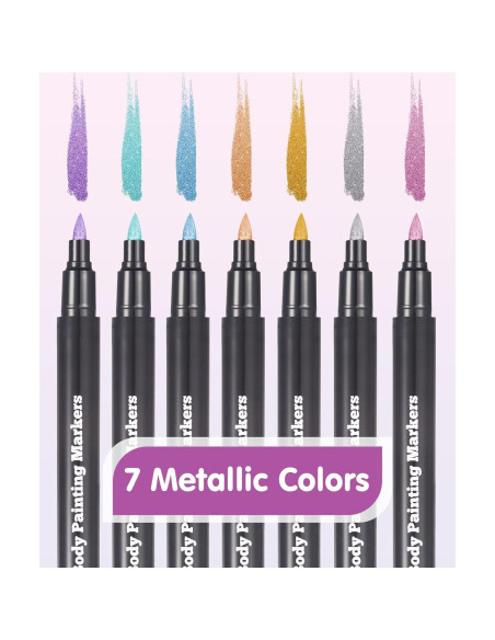 Marcadores de Tatuajes Temporales Lictin 7 Colores Doble Punta Marcadores de Tatuajes Temporales Lictin 7 Colores Doble Punta