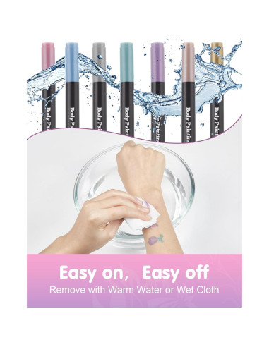 Marcadores de Tatuajes Temporales Lictin 7 Colores Doble Punta