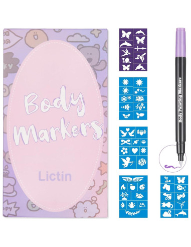 Marcadores de Tatuajes Temporales Lictin 7 Colores Doble Punta