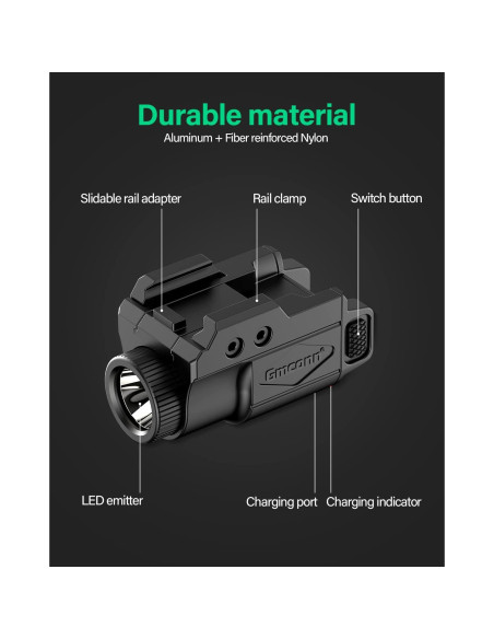 Linterna Compacta Gmconn 700 Lumen para Pistolas Picatinny