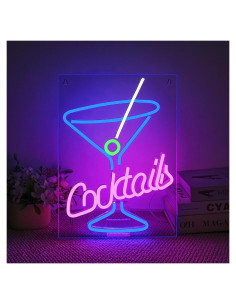Cartel de Neón LED LUCUNSTAR Vaso de Cóctel 42x30 cm