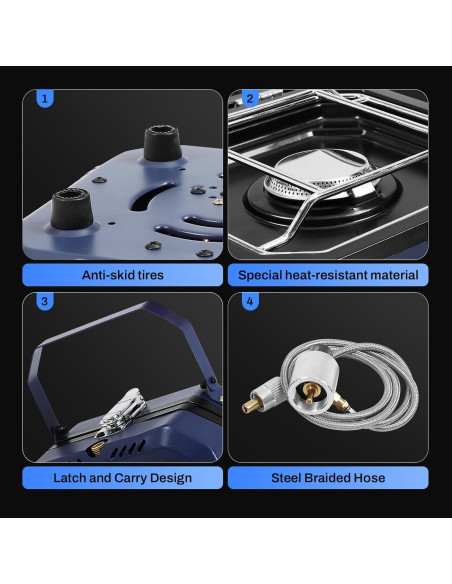 Estufa de Camping FAHKNS 2 Quemadores Propano 16000 BTU Plegable Estufa de Camping FAHKNS 2 Quemadores Propano 16000 BTU Plegable
