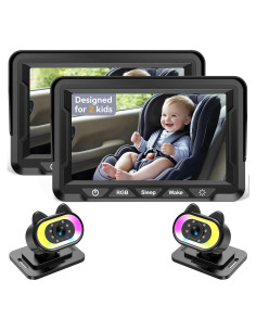 Cámara para Bebé en el Auto 2-Pack - HD 1080P, 150 Ángulo, Visión Nocturna