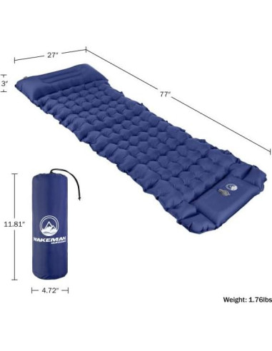 Colchón Inflable para Camping Wakeman - Almohadilla 196x68cm