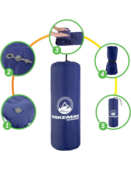 Colchón Inflable para Camping Wakeman - Almohadilla 196x68cm