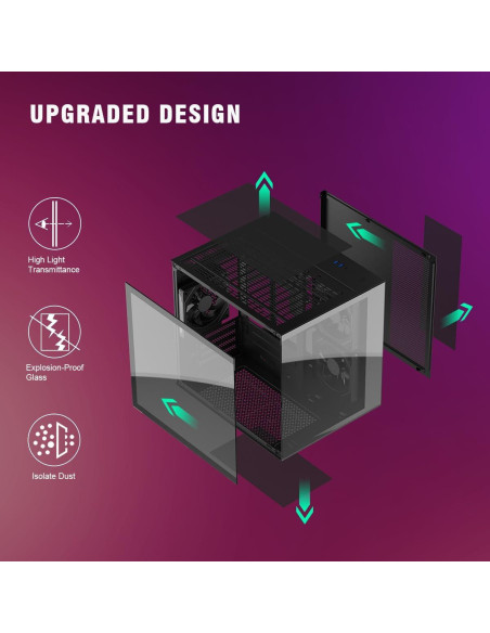 Caja de PC RUIX OV502 Mini-Tower con Ventiladores ARGB 120mm