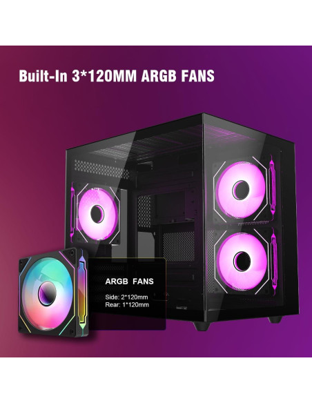 Caja de PC RUIX OV502 Mini-Tower con Ventiladores ARGB 120mm