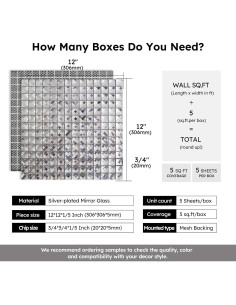 Azulejo de mosaico de vidrio espejo Diflart 5 hojas 30.48x30.48 cm 2
