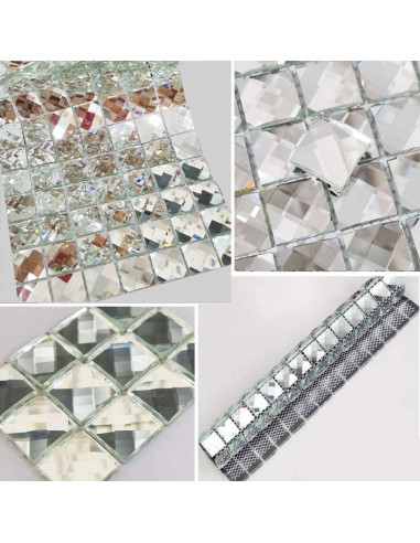 Azulejo de mosaico de vidrio espejo Diflart 5 hojas 30.48x30.48 cm