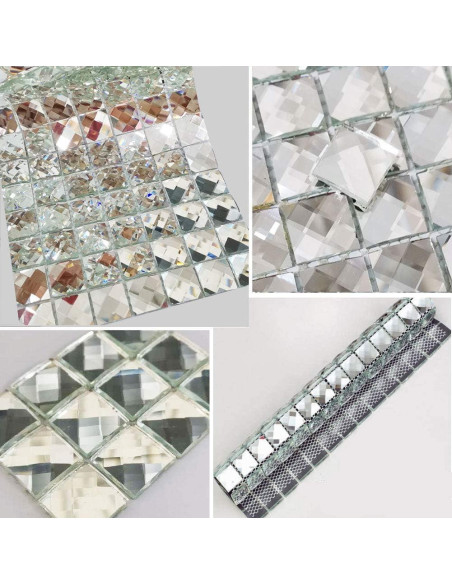 Azulejo de mosaico de vidrio espejo Diflart 5 hojas 30.48x30.48 cm