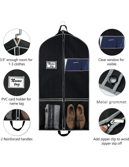 Bolsa de Ropa Zilink 109 cm para Trajes y Vestidos - Negro