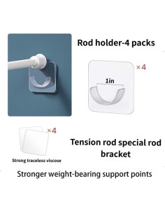 Soporte de Varilla de Ducha Adhesivo LADYMOON 4 Piezas Transparente 2