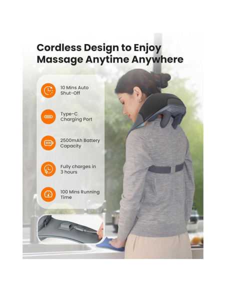 Masajeador de Cuello Inalámbrico CILI CL-6826 con Calor 4D