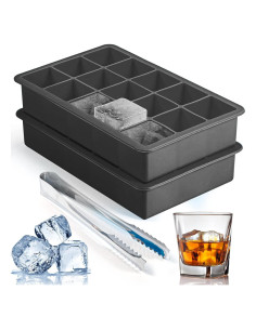 Bandejas de Hielo de Silicona ZDPMK 2 Piezas Cuadradas 15 Cubos