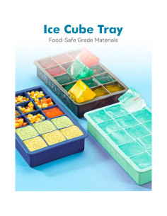 Bandejas de Hielo de Silicona ZDPMK 2 Piezas Cuadradas 15 Cubos 2