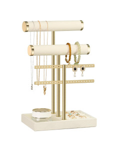 Soporte para Pulseras Bussdis de Terciopelo Beige 3 Niveles