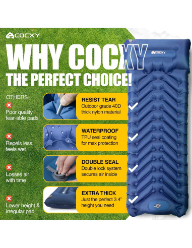Colchoneta Autoinflable COCXY SB 8.5 cm con Almohada y Bomba