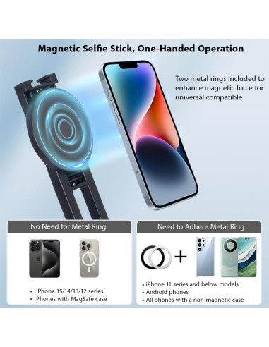 Bastón de Selfie Magnético Koolehaoda 64" con Trípode