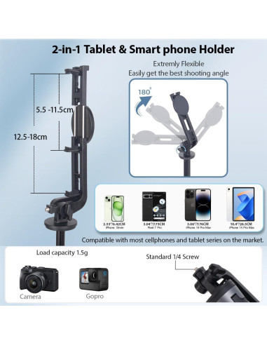 Bastón de Selfie Magnético Koolehaoda 64" con Trípode
