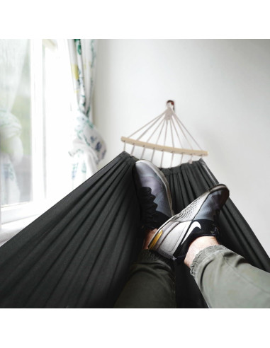 Hamaca de Algodón Anyoo Gris Oscuro 204kg Soporte Madera