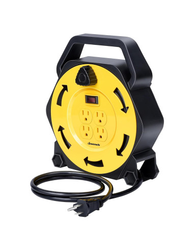 Carrete de Cable de Extensión DEWENWILS 25 PIES 13A Amarillo/Negro