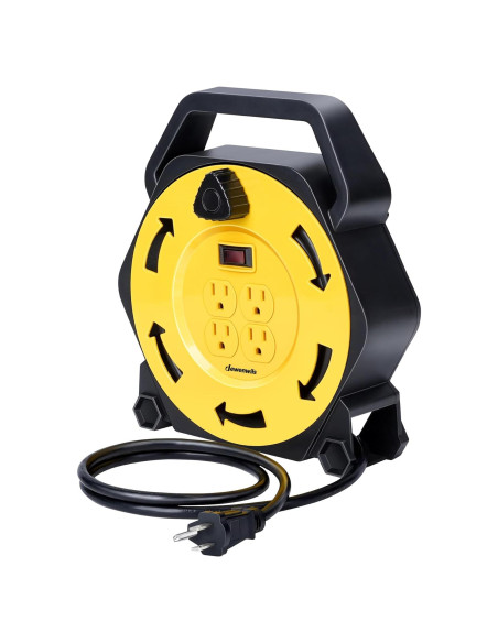 Carrete de Cable de Extensión DEWENWILS 25 PIES 13A Amarillo/Negro