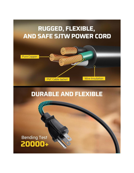 Carrete de Cable de Extensión DEWENWILS 25 PIES 13A Amarillo/Negro