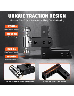 Enganche de Remolque Ajustable Ehaho 2x6" con Tensador 5670 kg 2