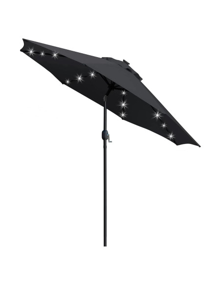 Sombrilla de Patio Solar Sunnyglade 2.74m con LED y Manivela