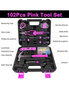 Kit de Herramientas Rosa SOLUDE 102 Piezas con Estuche 2