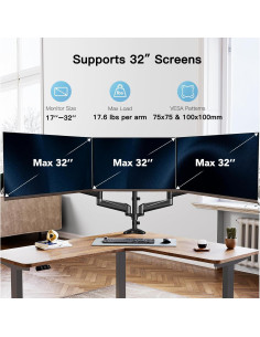 Soporte Triple para Monitores HUANUO HNTS3B 17-32" Ajustable 2