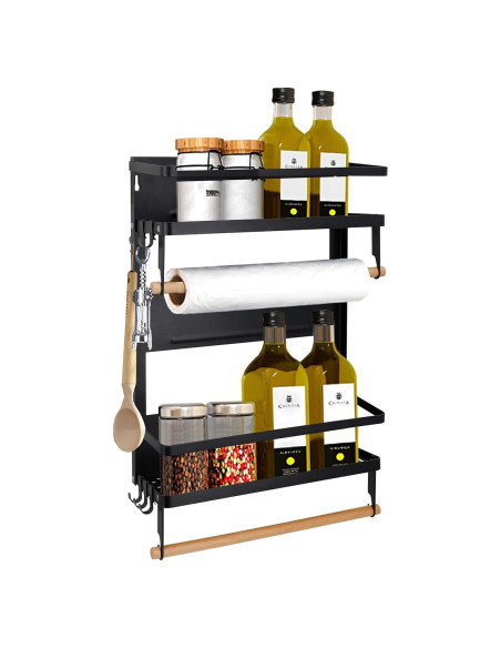 Estante Magnético Jolitac para Especias y Toallas - Negro