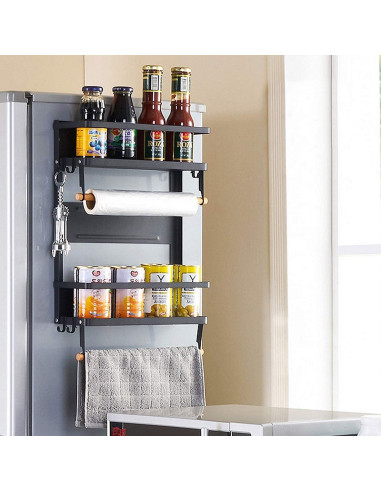 Estante Magnético Jolitac para Especias y Toallas - Negro