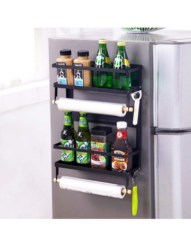 Estante Magnético Jolitac para Especias y Toallas - Negro