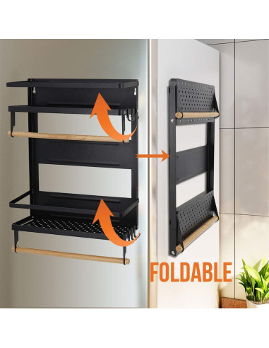 Estante Magnético Jolitac para Especias y Toallas - Negro