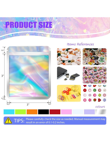 100 Bolsas Holográficas Mylar Jetmore 7.62x7.62 cm Negras