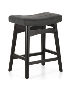 Taburete de Bar MAISON ARTS 61 cm Negro con Asiento de Cuero Sintético