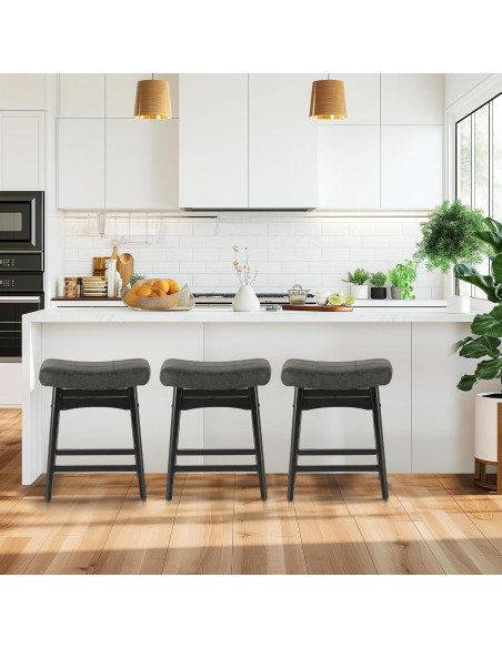 Taburete de Bar MAISON ARTS 61 cm Negro con Asiento de Cuero Sintético