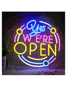 Cartel de Neón LED Dimmable GNVETZLL 32.5x32.5 cm Abierto