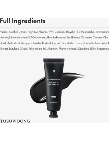 Mascarilla Peel Off TOSOWOONG Carbón 50g - Eliminación Puntos Negros