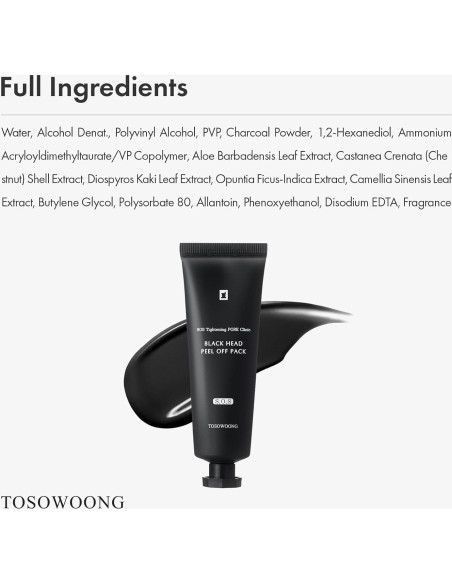 Mascarilla Peel Off TOSOWOONG Carbón 50g - Eliminación Puntos Negros