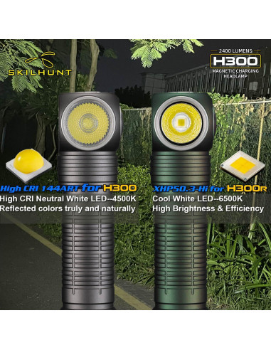 Linterna Frontal Recargable SKILHUNT H300 Verde 144AR