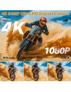 Cámara Digital Vlogging 4K 64MP Maenlans con Pantalla Flip 3" 2