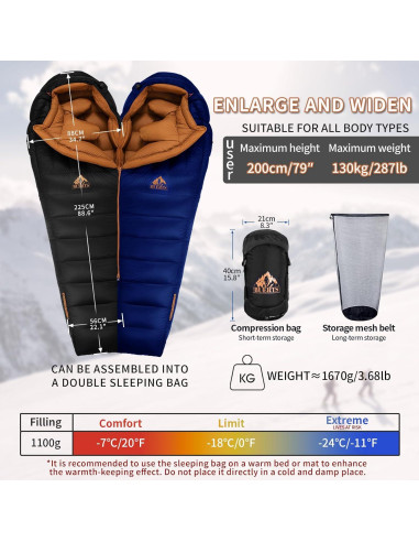 Saco de Dormir Ultraligero BUERTS 680FP -20 a -11C XXL