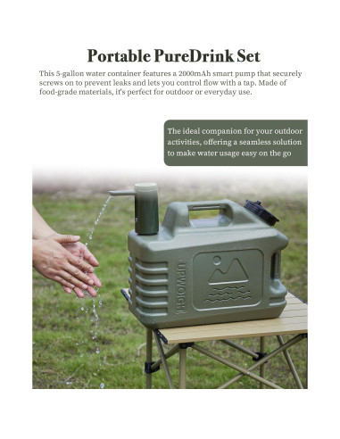 Jarra de Agua Portátil UPWOIGH 19L con Bomba Táctil Verde Militar