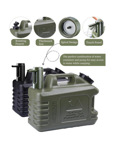 Jarra de Agua Portátil UPWOIGH 19L con Bomba Táctil Verde Militar