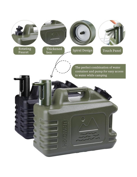 Jarra de Agua Portátil UPWOIGH 19L con Bomba Táctil Verde Militar