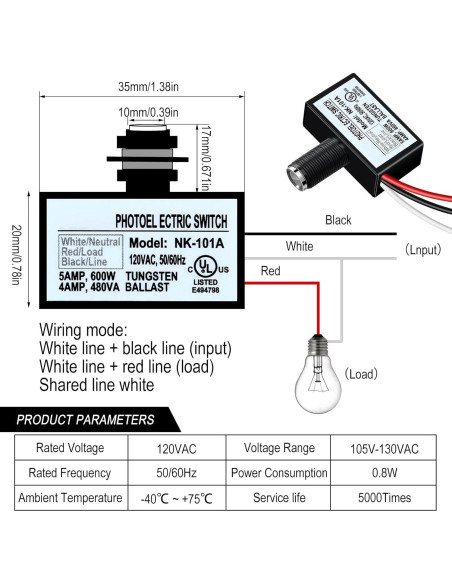 Paquete de 4 Interruptores de Luz con Sensor Fotoeléctrico 220V