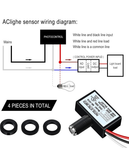 Paquete de 4 Interruptores de Luz con Sensor Fotoeléctrico 220V